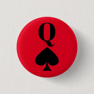 Queen of Spades - Playing Card Symbol Classic 1 Inch Round Button