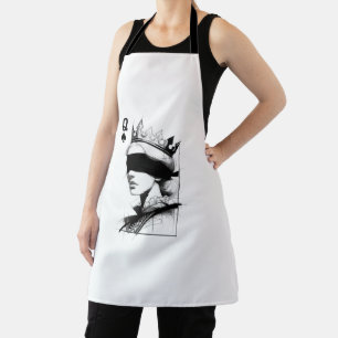 Queen of Spades (Style 1) Fine Art Drawing Apron