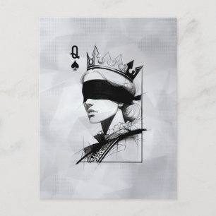 Queen of Spades (Style-1) Fine Art Drawing Postcard