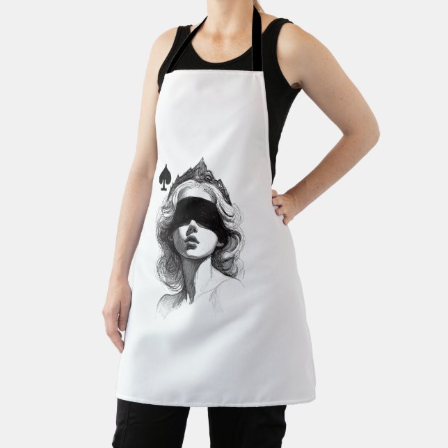 Queen of Spades (Style 2) Fine Art Drawing Apron (Insitu)