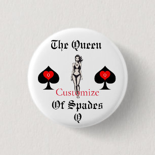 Queen of Spades Tarot Card Thunder_Cove 1 Inch Round Button