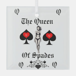 Queen of Spades Tarot Card Thunder_Cove Glass Ornament