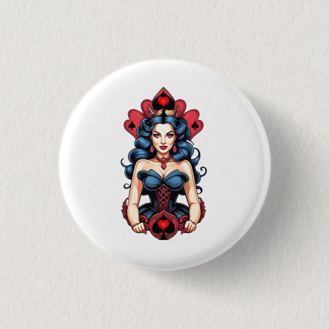 Queen of Spades Thunder_Cove 1 Inch Round Button (Front)