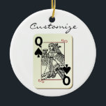 Queen of Spades Thunder_Cove Ceramic Ornament<br><div class="desc">Queen of black spades,  personalize by changing to your name on  any background colour</div>