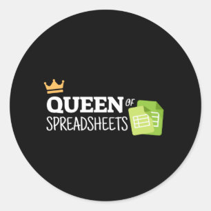 Queen of spreadsheets classic round sticker