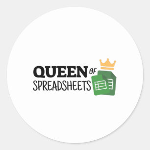 Queen of spreadsheets classic round sticker