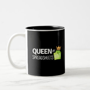 Queen of spreadsheets Two-Tone coffee mug