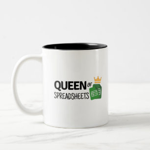 Queen of spreadsheets Two-Tone coffee mug