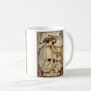 Queen of Swords Tarot Card Art Nouveau Vintage  Coffee Mug