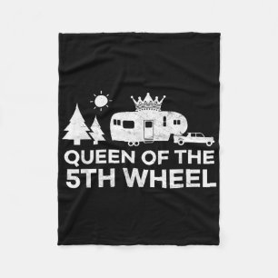 Queen Of The 5th Wheel Camper Rv Camp Vacation Gif Fleece Blanket