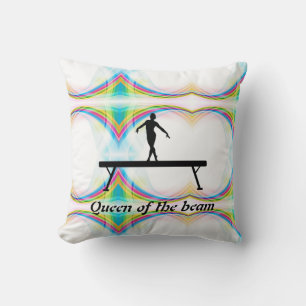 Queen of the Beam Personalized Gymnastics Throw Pillow