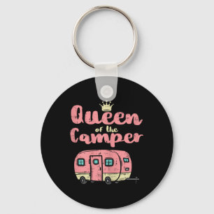 Queen Of The Camper Cute Camping Van Camp Trailer  Keychain