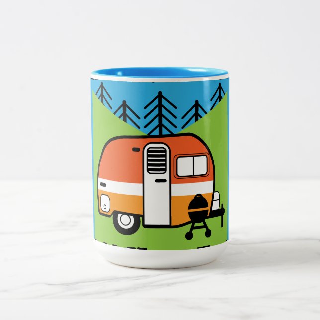 Queen of the Camper - Funny Camping RV Caravan Doo Two-Tone Coffee Mug (Center)