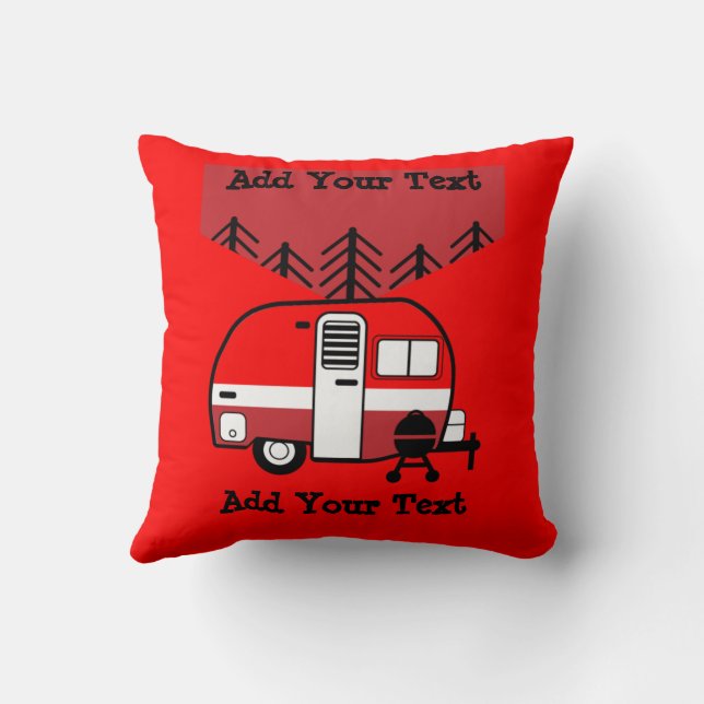 Queen of the Camper - Funny Camping RV Throw Pillow (Back)