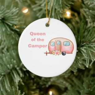 Queen of the Camper on a Ceramic Ornament
