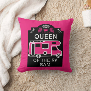Queen Of The Camper RV Throw Pillow