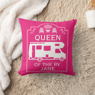 Queen Of The Camper RV Throw Pillow