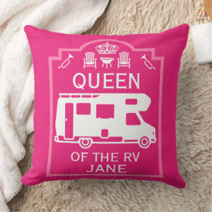 Queen Of The Camper RV Throw Pillow