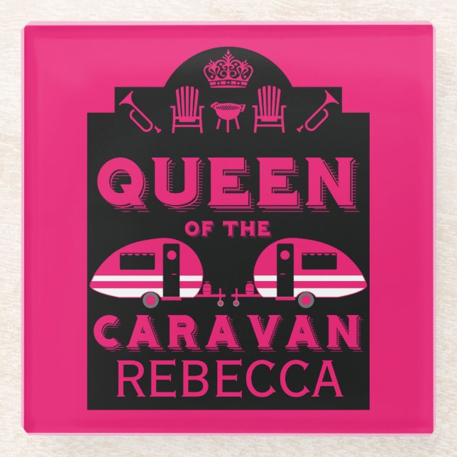 Queen of the Caravan Glass Coaster (Front)