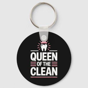 Queen of the clean funny dental hygienist humour keychain