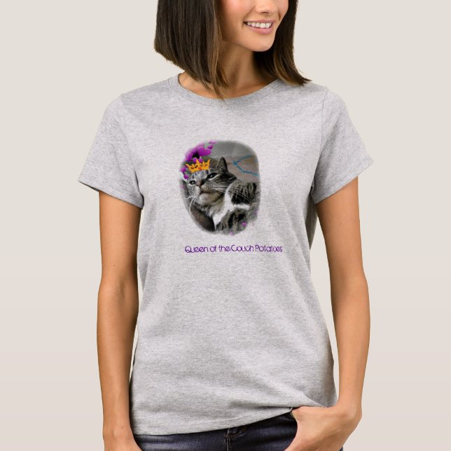 Queen of the Couch funny cat tee shirt (Front)
