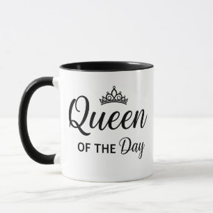 Queen of the Day Elegant Black and White Two-Tone Mug