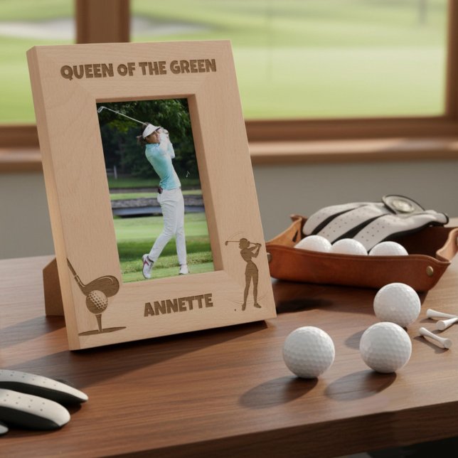 Queen Of The Green Female Golfer Etched Frames (Creator Uploaded)