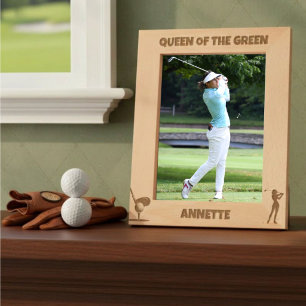 Queen Of The Green Female Golfer Etched Frames