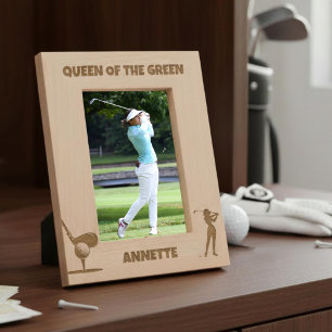 Queen Of The Green Female Golfer Etched Frames