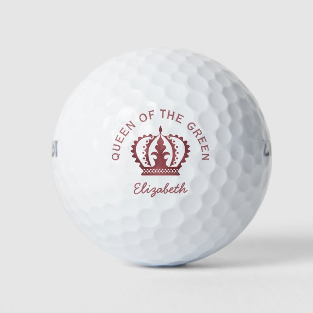 Queen of the Green Rose Gold Crown Golf Balls (Front)