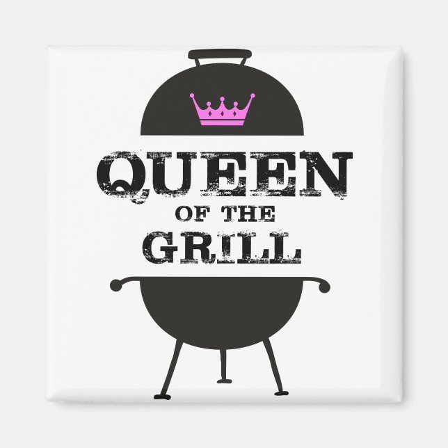 Queen Of The Grill, Black Pink Crown Magnet (Front)