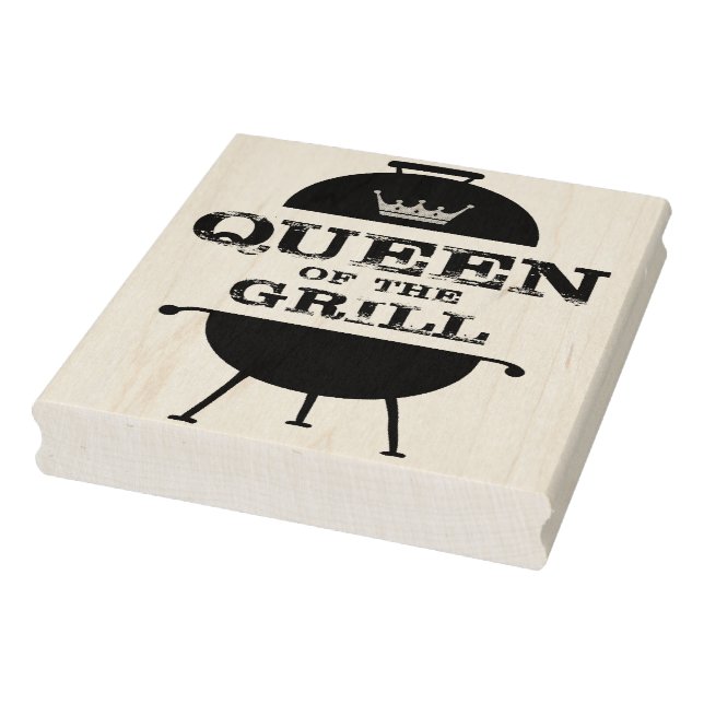 Queen Of The Grill, Black Pink Crown Rubber Stamp (Stamp)