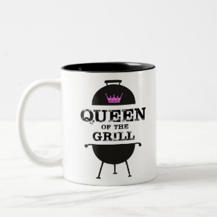 Queen Of The Grill, Black Pink Crown Two-Tone Coffee Mug