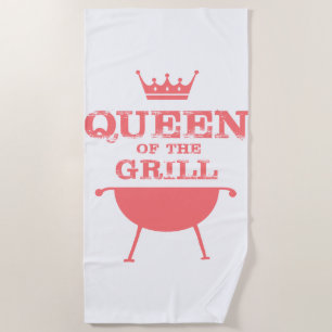 Queen Of The Grill, Pink Beach Towel