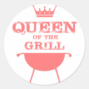 Queen Of The Grill, Pink Classic Round Sticker