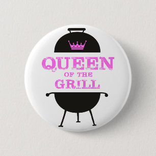 Queen Of The Grill, Pink Crown Pink 2 Inch Round Button