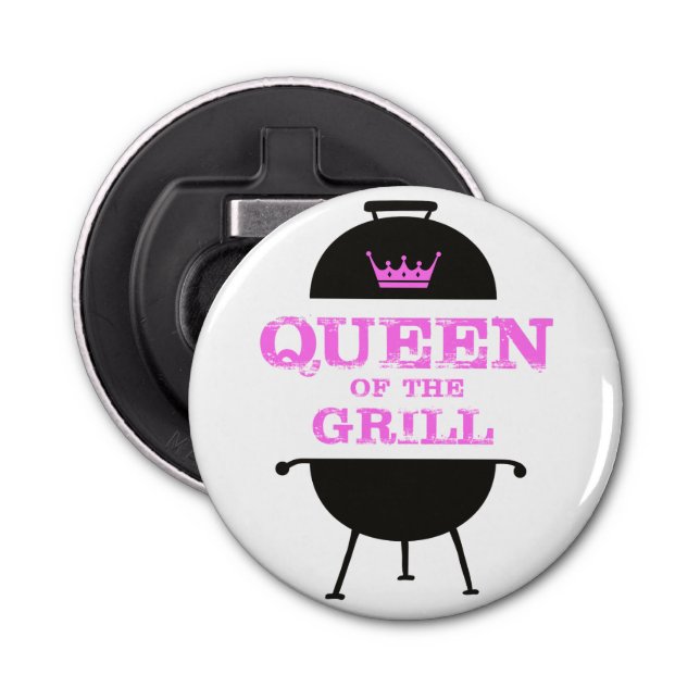 Queen Of The Grill, Pink Crown Pink Bottle Opener (Front)
