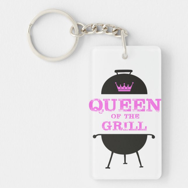 Queen Of The Grill, Pink Crown Pink Keychain (Front)