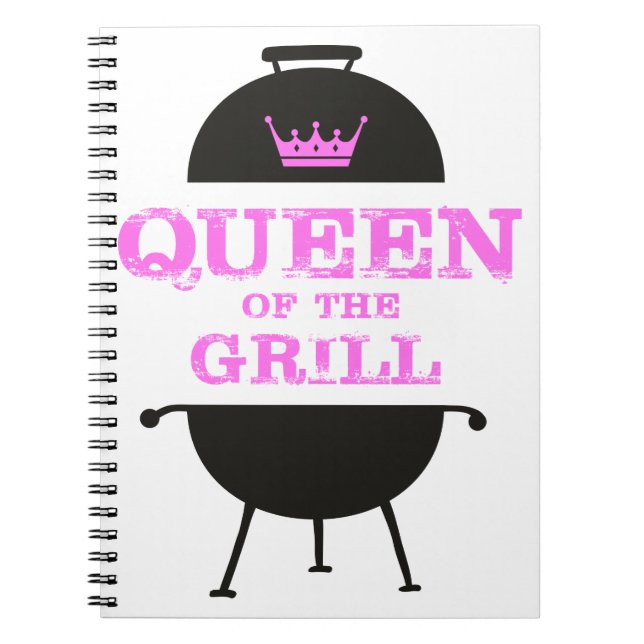 Queen Of The Grill, Pink Crown Pink Notebook (Front)