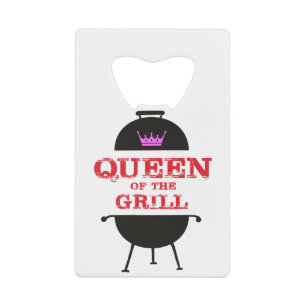Queen Of The Grill, Pink Crown Red Credit Card Bottle Opener