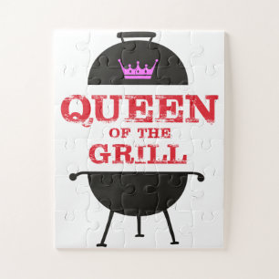 Queen Of The Grill, Pink Crown Red Jigsaw Puzzle