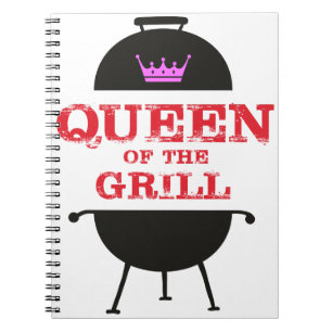 Queen Of The Grill, Pink Crown Red Notebook