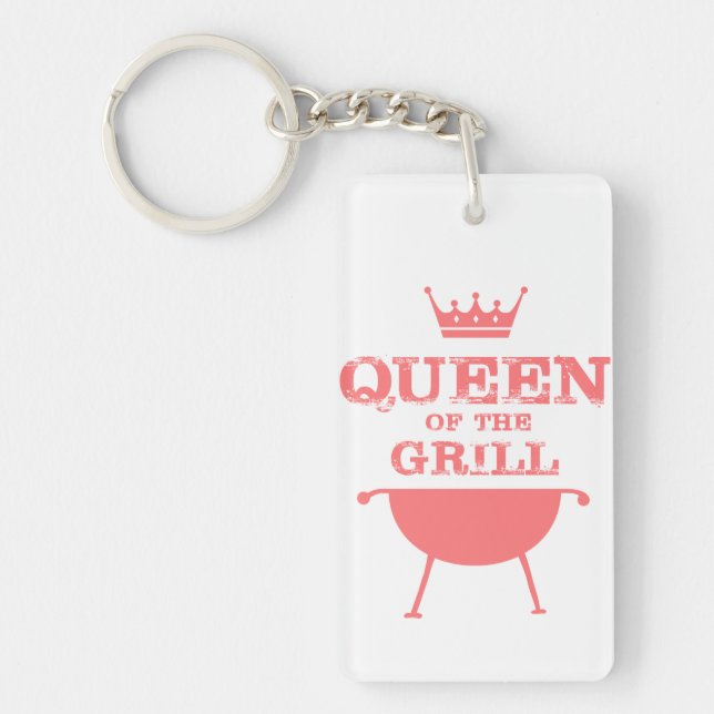 Queen Of The Grill, Pink Keychain (Front)