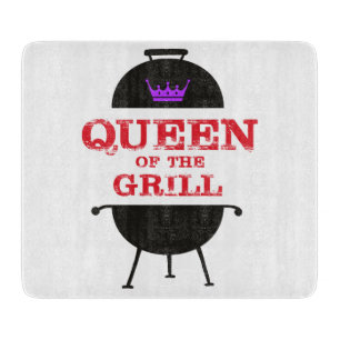 Queen Of The Grill, Purple Crown Red Cutting Board