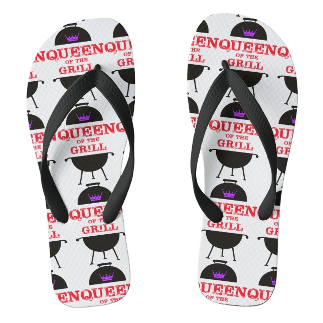 Queen Of The Grill, Purple Crown Red Flip Flops (Footbed)