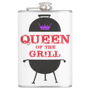 Queen Of The Grill, Purple Crown Red Hip Flask