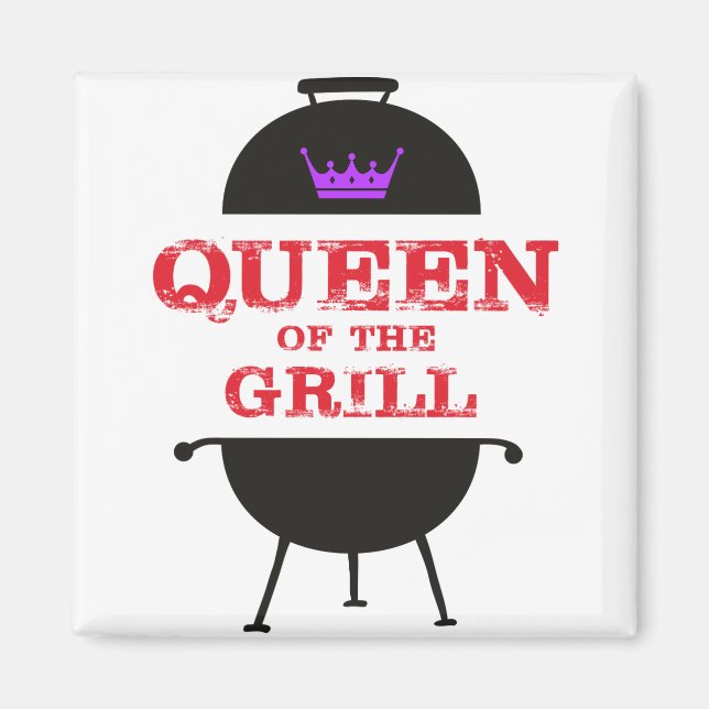 Queen Of The Grill, Purple Crown Red Magnet (Front)