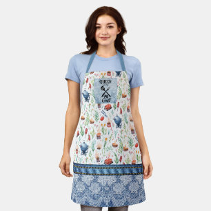 Queen of the Grill Women's colourful-denim, lace  Apron