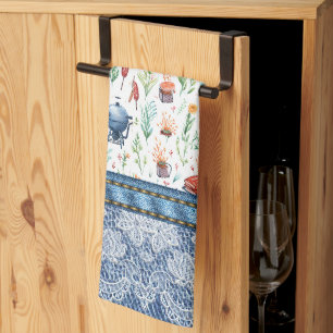Queen of the Grill Women's colourful-denim, lace  Kitchen Towel