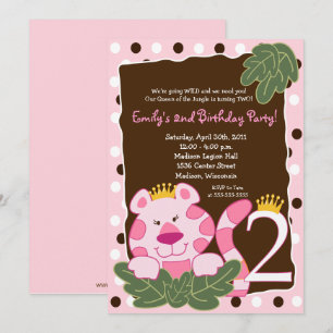 QUEEN OF THE JUNGLE 2nd Birthday Invitation